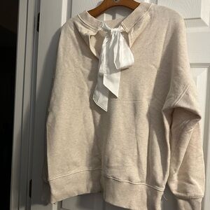 Aerie Cream Knit Top with White Accent Bow on Back